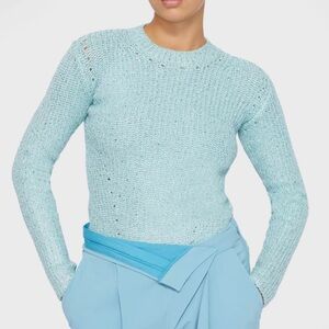 Jonathan Simkhai Fonda Crystal Knit Pullover Sea foam Blue